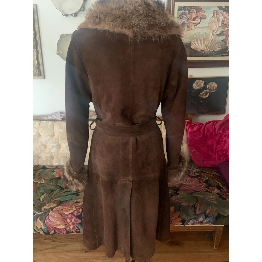 Brown Suede Vintage Jacket with Fur trim - Picture 2 of 6